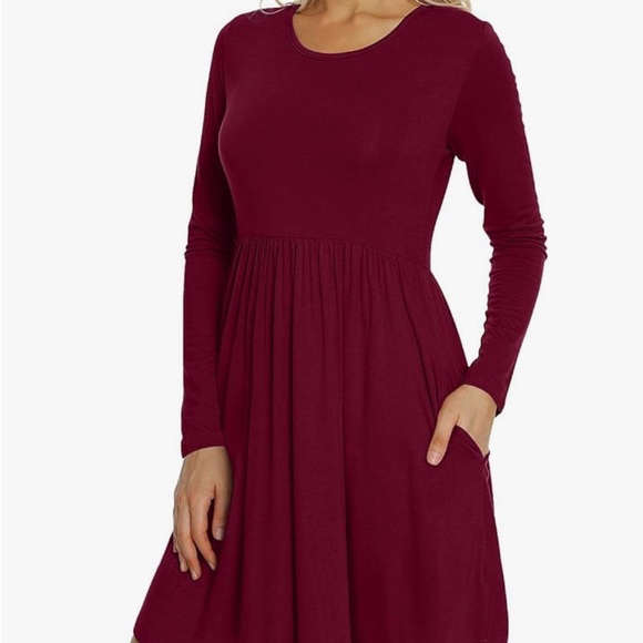 Dresses & Skirts - Burgundy long sleeve babydoll dress NWOT
